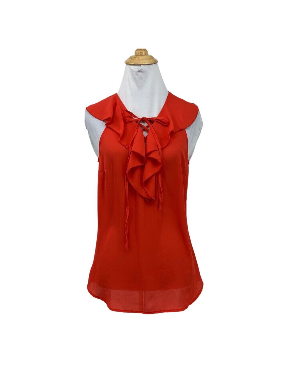 Rinascimento Blouse Womens S Small Red Ruffle Flap Lace Up Sleeveless Made Italy